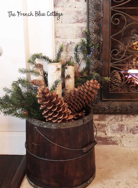 After Christmas Winter Decor, After Christmas Decor, Hearth Decor, Decor After Christmas, Cabin Christmas Decor, Autumn Cottage, Winter Holiday Decorations, Christmas Fireplace Decor, Deco Nature