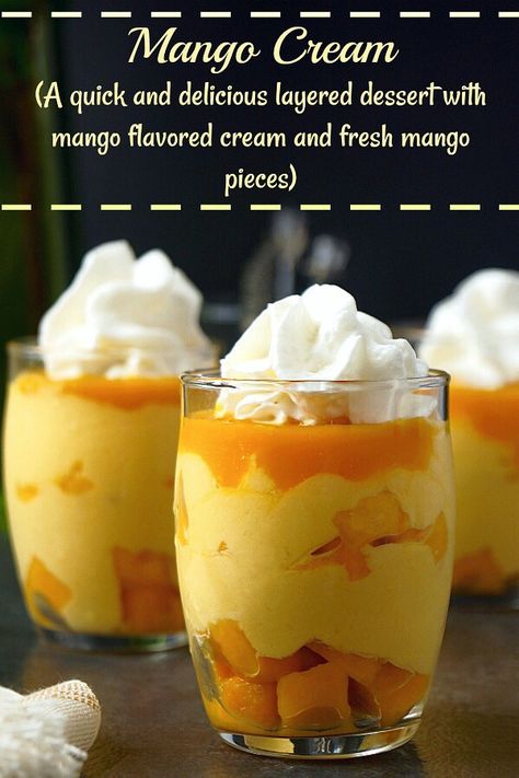 Mango Side Dish, Mango Dessert Recipes Easy, Mango Desert, Mango Custard Recipe, Mango Desserts, Indian Mango, Mango Dessert Recipes, Fruit Cream, Mango Cream