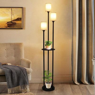 This floor lamp perfect for industrial, farmhouse and modern minimalist home styles. Three light poles form a solid structure between the shelf and the metal base, allowing this standing lamp to be stable enough. The weighted base of the floor lamp for living room is designed to prevent tipping and keep you and your family safe at home.Floor lamp has a 10.2inch shelf, which is made of high-density fibre material(maximum load 50 pounds) and the upgraded metal base can also be used to store and di Floor Lamps Dining Room, Standing Lamps Living Room, Chili Vegetarian, Standing Lamp Living Room, Lamp With Shelves, Floor Lamps For Living Room, Dimmable Floor Lamp, Plant Lamp, Potato Chili