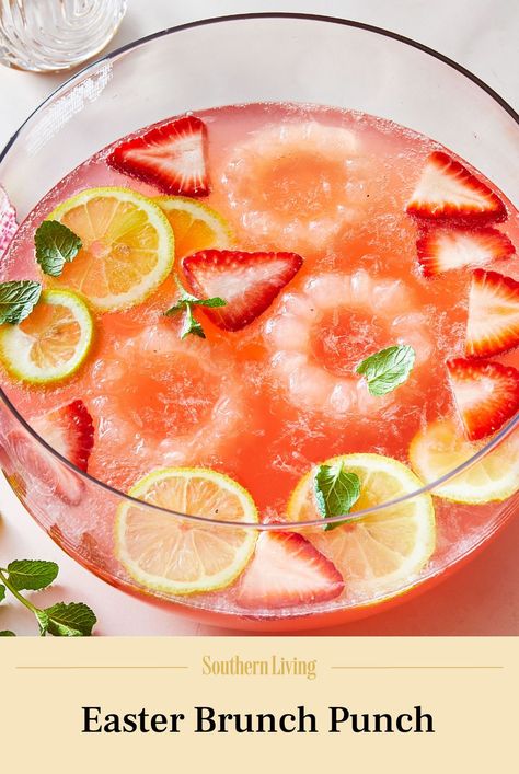 Drinks For Brunch Non Alcoholic, Easter Brunch Drinks Non Alcoholic, Easter Non Alcoholic Punch, Easter Brunch Decor, Easter Mocktails Non Alcoholic, Easter Punch Alcohol, Easter Punch Recipes Non Alcoholic, Brunch Punch Non Alcoholic, Spring Punch