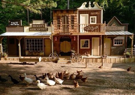 Wild West Chicken Coop, Chicken Coop Town Ideas, Western Town Chicken Coop, Chicken Town Ideas, Western Chicken Coop, Chicken Coop Town, Chicken Town, Chicken Coop Kit, Portable Chicken Coop