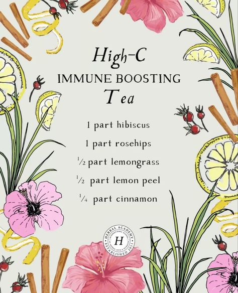 Immune Boosting Tea, Healing Tea Recipes, Tea Blends Recipes, Herbal Tea Garden, Herbal Academy, Tea Drink Recipes, Medicinal Herbs Garden, Medicinal Tea, Medical Herbs