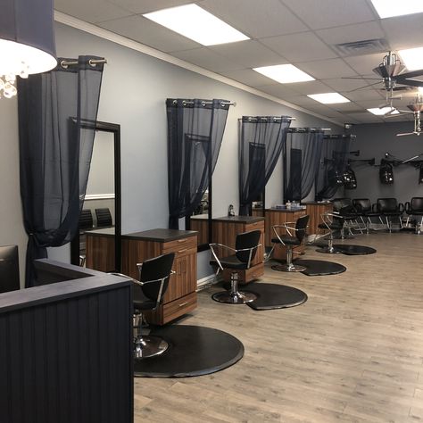 Salon Station Dividers, Lash Theory, Salon Remodel, Hair Salon Stations, Mobile Hair Salon, Barbershop Design Interior, Barbershop Ideas, Salon Design Ideas, Kids Salon