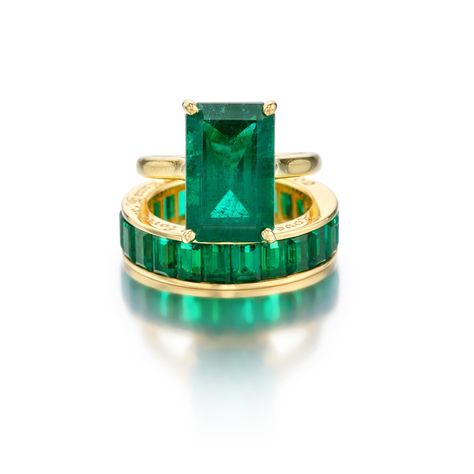 Raw Emerald Ring, Gold Emerald Engagement Ring, Emerald Statement Ring, Emerald Gold Ring, Eternity Band Set, Emerald Engagement Ring Set, Colored Diamond Jewelry, Engagement Ring Antique, May Birthstone Rings