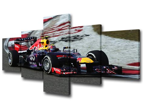 PRICES MAY VARY. 5-panel set creates a stunning 50x24 inch rectangular wall art Printed on premium polyester canvas with fade-resistant archival inks Professionally hand-stretched on durable wood frames Ready to hang with included hardware Vibrant Black and White photo of a Red Bull Formula One race car in action Since 2017,TUMOVO has been obsessed with one thing: providing customers with the quality canvas wall art anywhere. Sports Car Pictures, Cars Room, Red Panels, Sports Wall Art, Artwork For Living Room, Red Bull Racing, Black And White Posters, Racing Car, Living Room Paint