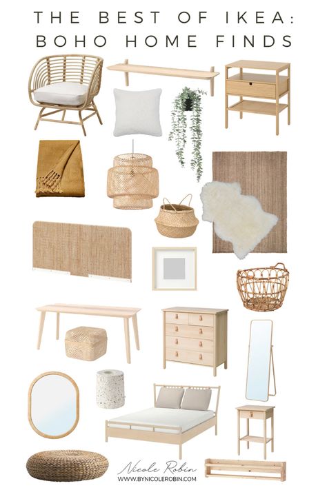 Sharing the Best Boho IKEA Finds on the blog. Designer IKEA Favourites | The best natural & neutral boho home pieces at IKEA. Rattan furniture, light wood furniture and cozy, plush throws and rugs. Create your perfect boho home on a budget with pieces like BUSKBO, LISABO, SINNERLIG, BJÖRKSNÄS, RENS, LOHALS & NORDKISA. #IKEA #IKEAfinds #bestikeaitems #ikeafavourites #bohodecor #ikeabohofavourites #bohohome #ikeahack Ikea Boho, Best Of Ikea, Bedroom Ideas For Couples Modern, Ikea Finds, Boho Interiors, Ikea Home, Boho Room, Home Finds, Styl Boho