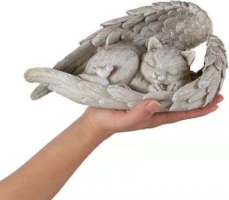 Amazon.com : NEWDREAM Cat Angel Memorial Statue Commemorates Our Lost Fur Baby,Cat Figurines is Placed in The Outdoor Garden or Tombstone : Pet Supplies Pet Tombstone, Garden Decor Crafts, Cat Angel, Sleeping Angel, Dog Angel, Dog Urns, Memorial Statues, Pet Grave Markers, Pet Memorial Stones