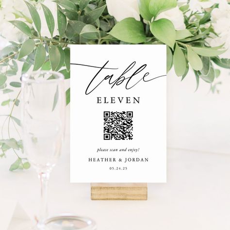 Qr Code For Wedding, Simple Table Numbers, Rustic Wedding Table Numbers, Wedding Invitations Examples, Modern Table Numbers, Table Numbers Rustic, Table Numbers Wedding Diy, Wedding Qr Code, Table Number Signs