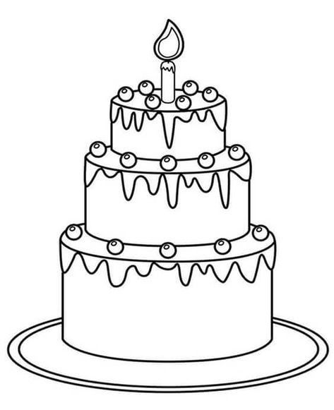 TULAMAMA PRINTS Birthday Cake Coloring Page, Cake Coloring Pages, Cake Coloring, Art Books For Kids, Cupcake Coloring Pages, 37 Birthday, Cake Base, Food Coloring Pages, Birthday Coloring Pages