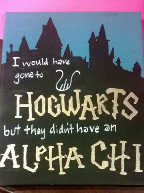 Sorority Harry Potter Canvas by AXO1885 on Etsy Harry Potter Sorority Canvas, Harry Potter Big Little Reveal, Dphie Canvas Sorority, Aoii Canvas, Grandbig Sorority Canvases, Phi Mu Canvas, Sorority Canvases, Big Little Canvas, Tri Delt