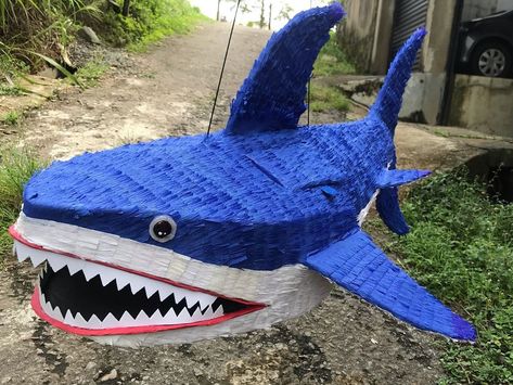 @pinatafun.mv on Instagram: “Shark piñata 🦈 . . . . . . . #sharkpinata #shark #sharkthemed #sharkthemedparty #papermache #handmade #bigpinata #birthdaypinata…” Shark Pinata, Shark Themed Party, Birthday Pinata, Diy Pinata, Duo Halloween Costumes, Tiger Shark, 9th Birthday Parties, Shark Party, Whale Shark