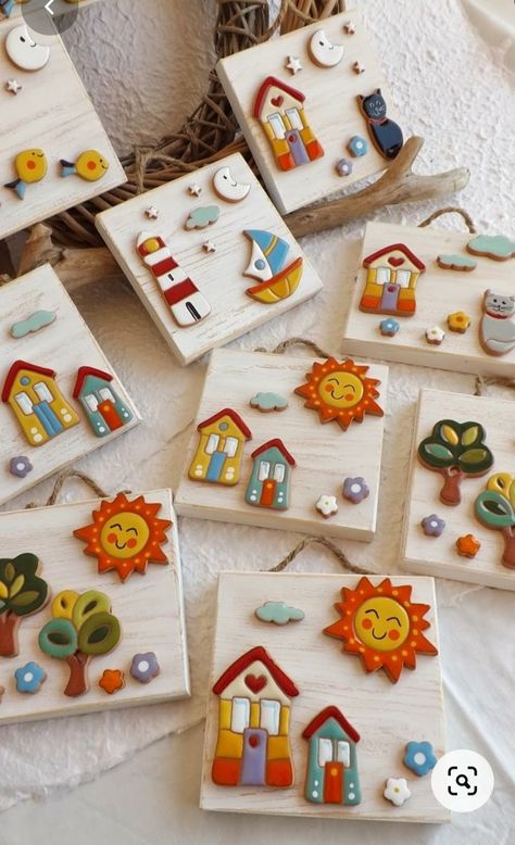 Hanging Craft Ideas, Hanging Craft, Clay Wall Art, New Paper, Art N Craft, Clay Art Projects, Stone Crafts, Polymer Clay Projects, Diy Clay Crafts