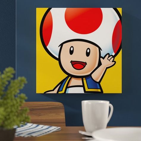 Super Mario Toad Graphic Art Print on Canvas Art Group Mario Canvas Art, Mario Art Painting, Toad Painting Mario, Super Mario Canvas Painting, Mario Painting Canvases, Mario Canvas Painting, Super Mario Painting, Toad Painting, Mario Painting