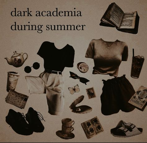 Idk Who I Am Aesthetic, Chaotic Academia Outfits Summer, Witchy Academia Outfit, Academia Types, Cute Traveling Outfits, Summer Dark Academia, Dark Academia Look, Witchy Academia, Dark Academia Outfits