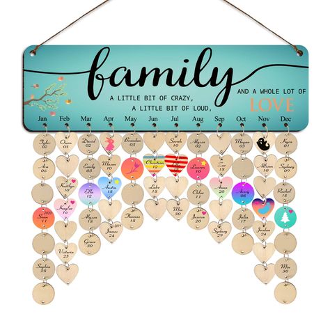 PRICES MAY VARY. 🌈【Unique Mothers Day Gifts】-Tired of filling out that annual calendar every year? This family birthday plaque with tags is a great and fun way to end that rework! With this birthday calendar wall hanging,you will never miss a birthday, anniversary, Mothers Day,important date or special occasion again!This beautiful gifts for mom or grandma will surely help parents, grandparents, children, grandchildren keep track of everyone’s birthday.Everyone who sees it loves it. 🌈【Thoughtf Family Birthday Plaque, Yard Games For Kids, Family Birthday Calendar, Family Birthday Board, Birthday Reminder, Calendar Wall, Family Wall Decor, Birthday Gifts For Grandma, Mothers Day Gifts From Daughter