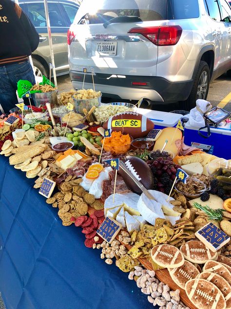 cheese board, tailgate food, Cheese and crackers, Cheese and charcuterie, Tailgate party, tailgate, parking lot dinner, football tailgate Alabama Tailgate Food, Elevated Tailgate Food, College Football Tailgate Ideas, Tailgate Engagement Party, Tailgate Setup Ideas, Fancy Tailgate, Tailgate Theme Party, Parking Lot Tailgate, Tailgate Aesthetic