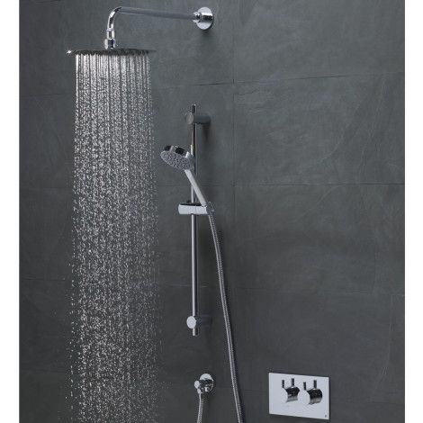 Event round concealed dual function shower system | Roper Rhodes Roper Rhodes, Walk In Bath, Waterfall Shower, Fixed Shower Head, Brass Shower, Bath Shower Mixer Taps, Mixer Shower, Shower Hose, Shower Accessories