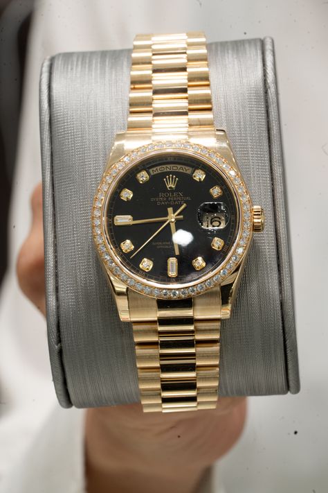 Rolex Day-Date REF #18238 Are you interested in high end jewelry and watches? G-Luxe jewelers has the best watch collection! We offer a variety of models & brands to browse through Contact us or visit our showroom today! 786-536-7222 32 NE 1st MIami, FL High End Jewelry, Expensive Jewelry Luxury, Jewelry Luxury, Expensive Jewelry, Money And Happiness, Home Office Setup, Rolex Day Date, Office Setup, Miami Fl