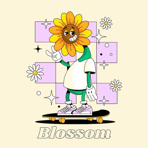 Free vector hand drawn sunflower cartoo... | Free Vector #Freepik #freevector #cartoon-art #cartoon-illustration #character-art #illustration-art Sunflower Character, Sunflower Cartoon, Sunflower Vector, Sun Cartoon, Hand Drawn Sunflower, Drawn Sunflower, Vector Illustration Character, Sunflower Illustration, Flower Cartoon