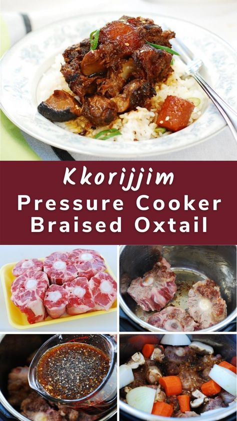 Pressure Cooker Braised Oxtail Korean Oxtail, Korean Oxtail Soup, Instant Pot Korean, Braised Oxtail, Asian Noodle Dishes, Asian Side Dishes, Mongolian Beef Recipes, Oxtail Recipes, Asian Inspired Dishes