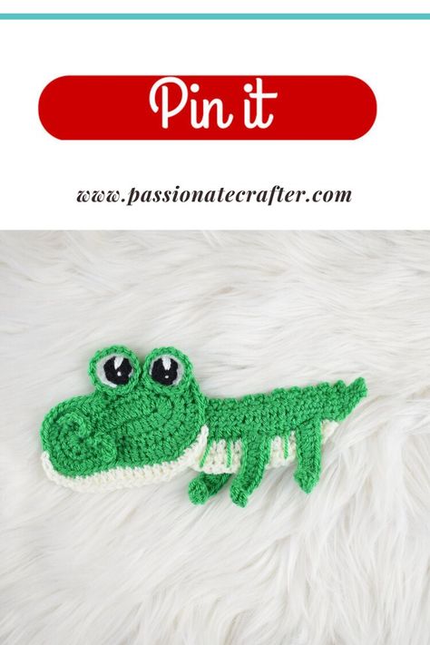 Free Crocodile applique pattern - Passionatecrafter Crochet Applique Patterns, Animal Baby Blanket, Crochet Crocodile, Tiger Applique, Crochet Parrot, Crochet Hippo, Crochet Sloth, Crochet Applique Patterns Free, Elephant Applique