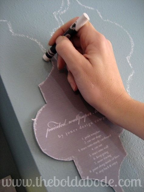 Stenciling the wall Cricut Wall Paint Stencil, Hang Art On Stenciled Walls, Modern Wall Stencil Paint, Wall Texture Design Stencil, Diy Wall Stencil, Gray And White Stencil Wall, Passionate Penny Pincher, Jones Design Company, Diy Stencil