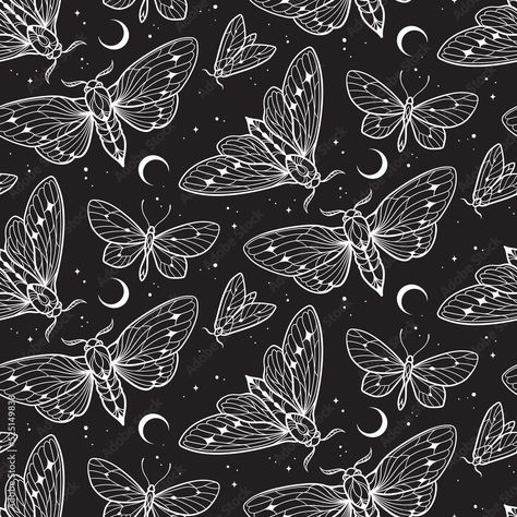 Gothic Pattern Design, Moths And Butterflies, Gothic Pattern, Gothic Design, Colouring Book, Moon And Stars, Butterfly Pattern, Design Set, Surface Pattern Design