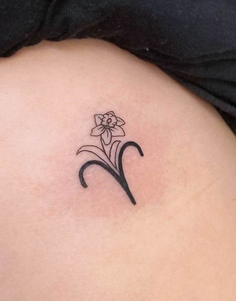 96 Birth Flower Tattoos For Each Month - Our Mindful Life Aries Daffodil Tattoo, March Birth Flower Tattoo Daffodils, March Flower Tattoo, December Flower Tattoo, Daffodil Birth Flower, March Birth Flower Tattoo, Honeysuckle Tattoo, Morning Glory Tattoo, March Birth Flower