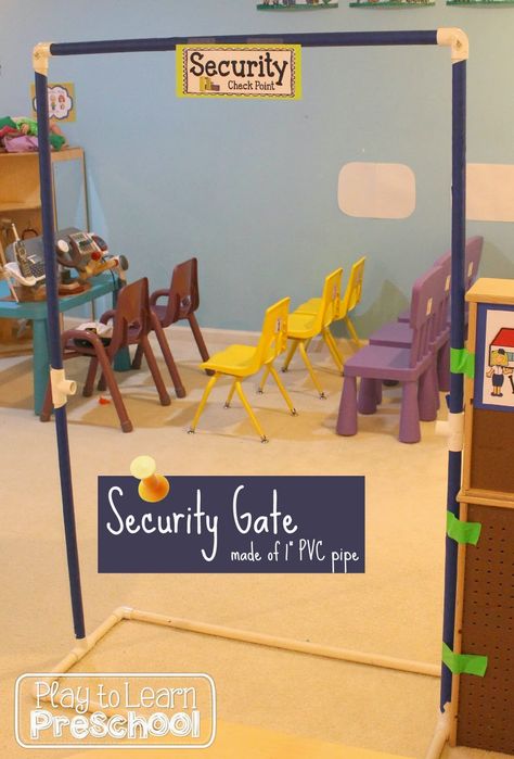 Security Gate and check point Airport Dramatic Play, Airport Theme, Play To Learn Preschool, Dramatic Play Themes, Dramatic Play Center, Transportation Unit, Role Play Areas, Play Corner, Transportation Preschool