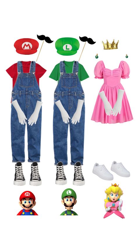 Disfraz de mario bross, luigi y la princesa peach. Ghost Mario, Peach Costume, Mario Costume, Halloween Costumes Ideas, Mario Luigi, Costumes Ideas, Mario, Halloween Costumes, Ghost