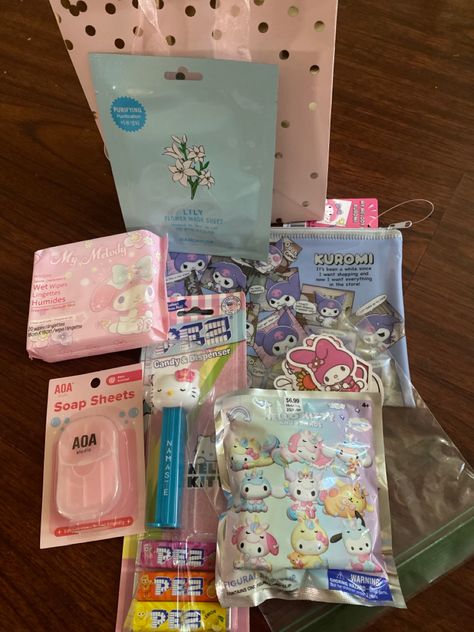 #sanrio party favor #mymelody Sanrio Birthday Treats, Sanrio Party Aesthetic, Sanrio Party Favors, Sanrio Themed Party Aesthetic, My Melody Party Favors, Sanrio Party Ideas, Sanrio Birthday Gift Bags, Sanrio Birthday Party, Sanrio Birthday