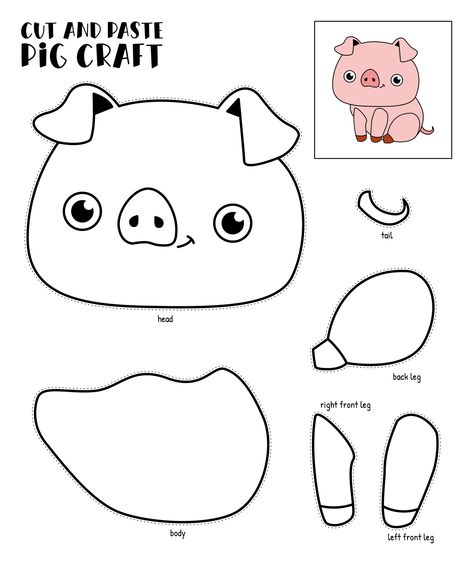 Crafts For Older Kids, Printable Crafts For Kids, Morning Binder, Fun Preschool Crafts, Frogs Preschool, Printable Craft Templates, Preschool Craft Activities, Crafts For Preschoolers, Pig Crafts