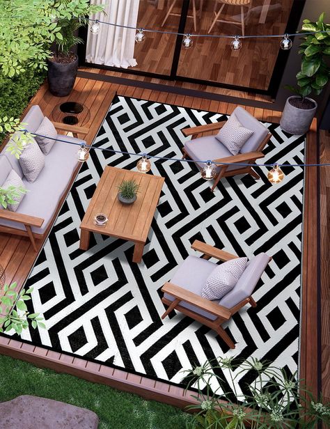 Maximalist Patio Decor, Small Patio Rugs Outdoor Ideas, Waterproof Outdoor Rugs, Outdoor Patio Rug, Outside Carpet, Straw Rug, Porch Mat, Camping Rug, Courtyard Ideas