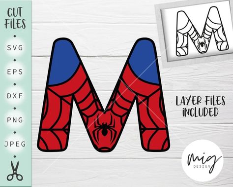 Spiderman Letters, Spider Man Svg, M Letter Design, Spider Svg, Spiderman Party, M Letter, Drawing Letters, Paw Patrol Birthday, Toy Story Birthday