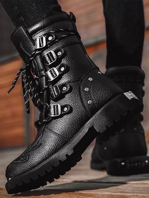 #mens shoes #mens Boots  #mens fashion #trendy shoes #comfortable Mens Motorcycle Boots, Combat Boots Men, Punk Boots, Botas Chelsea, Boots Patterns, High Top Boots, Leather Riding Boots, Buckle Boots, Casual Sporty