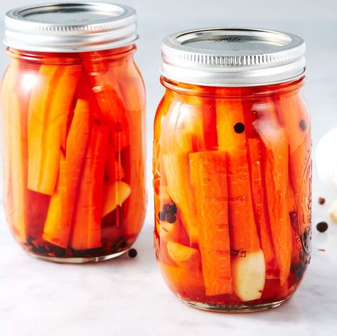 Pickled Carrots - Delish.com. Decrease salt slightly. How To Pickle Carrots, Pickle Carrots, Sweet Baby Carrots, Spicy Pickled Carrots, Pickled Carrots Recipe, Homemade Pickles Dill, Warm Potato Salads, Pickled Carrots, Root Vegetable