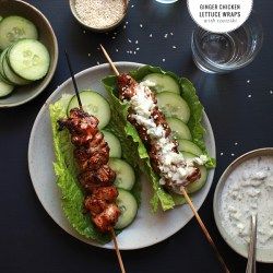 Ginger Chicken Lettuce Wraps with Tzatziki Sauce Hypoglycemic Recipes, Tzatziki Chicken, Cup Recipes, Lettuce Wraps Recipe, Chicken Lettuce Wraps Recipe, Lettuce Wrap Recipes, Lettuce Wrap, Ginger Chicken, Chicken Lettuce Wraps