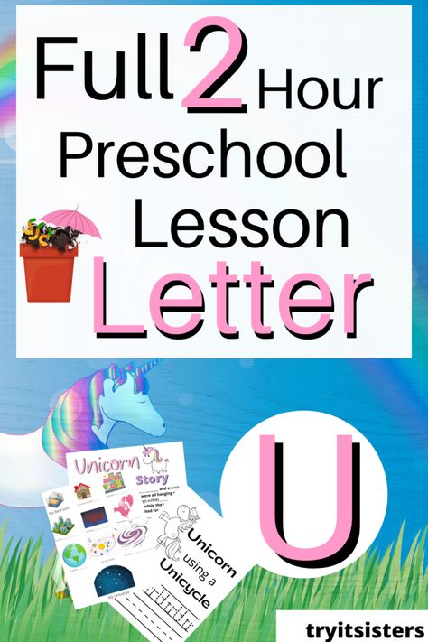 full letter u preschool with unicorns, printable papers and umbrella U Activities For Preschool, Preschool Letter U, Ideas For Preschoolers, Best Letter, Preschool Lesson Plan, Phonics Lessons, Old Letters, Teaching Letters, Preschool Letters