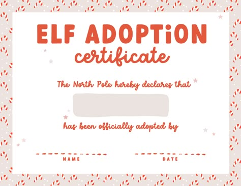 Looking for cute Elf on the Shelf ideas and free printables? This Elf on the Shelf adoption certificate is perfect for Elf on the Shelf's first year, or as part of your Elf on the Shelf arrival! Elf On The Shelf Adoption Certificate, Elf Adoption Certificate Free Printable, Elf Adoption Certificate Free, First Elf On The Shelf Arrival, Minimalist Mama, Elf On The Shelf Arrival, Elf Activities, Elf On A Shelf Ideas, Elf Fun