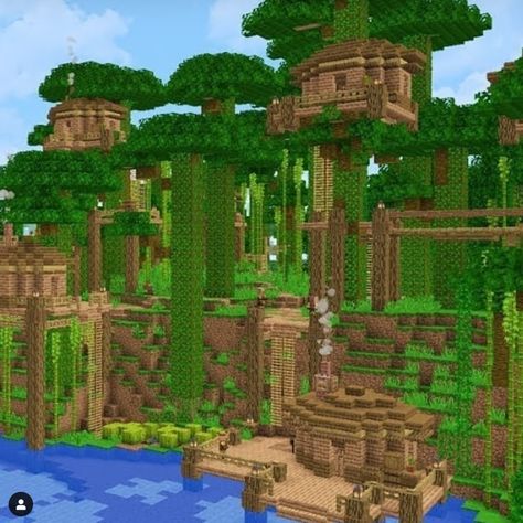 Mincraft Idea Houses Jungle Wood, Jungle Homes Minecraft, Minecraft Parotts House, Minecraft Jungle House Easy, Jungle Hut Minecraft, Minecraft Jungle Farm, Minecraft Jungle Bridge, Jungle Houses Minecraft, Minecraft House Jungle