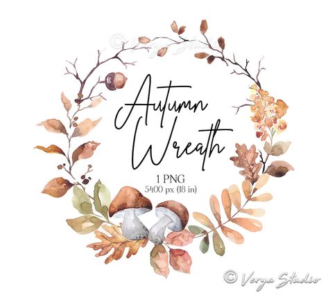 Fall Wreath Watercolor Autumn Wreath Clipart Fall Clip Art | Etsy Fall Planner Stickers, Wreath Clip Art, Fall Clip Art, Autumn Clipart, Wreath Illustration, Fall Frames, Wreath Clipart, Watercolor Wreath, Wreath Drawing