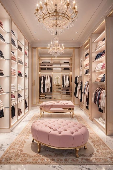 #homedecor #interiordesign #homedesign #homedecoration #homedecorideas #homedecorinspiration #homedecorating #homedecorlover #homedecorstyle #homedecorinspo #homedecorgoals #homedecoraddict #homedecorlovers #homedecoratingideas #homedecorcommunity Dream Closet Design Small Space, Dream Wardrobe Aesthetic, Dressing Room Luxury, Pink Walk In Closet, Pink Dressing Room, Ux Design Mobile App, Bedroom Layouts For Small Rooms, Gorgeous Closet, Ux Design Mobile