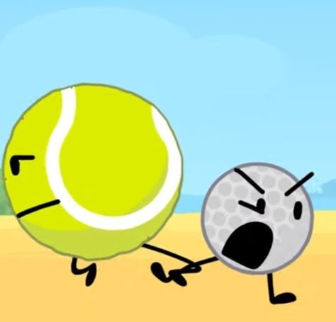 Tennis Ball And Golf Ball Bfdi, Bfb Tengolf, Bfb Tennisball X Golfball, Golfball Bfb Fanart, Tengolf Bfdi, Dora Drawing, Bfdi Ships, Object Shows, Cursed Objects