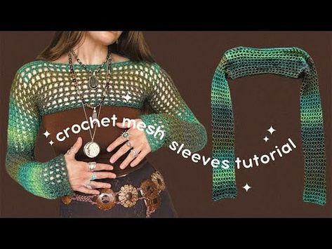 (3846) how to crochet mesh sleeves - EASY tutorial - YouTube Crochet Mesh Sleeve Top, How To Crochet A Mesh Top, Fishnet Bolero Crochet, Crochet Mesh Sleeves Pattern Free, Crochet Sleeves Tutorial, Crochet Sweater Sleeves, Crochet Sleeve Pattern, Crochet Mesh Top Pattern Free, Crochet Sleeves Pattern Free