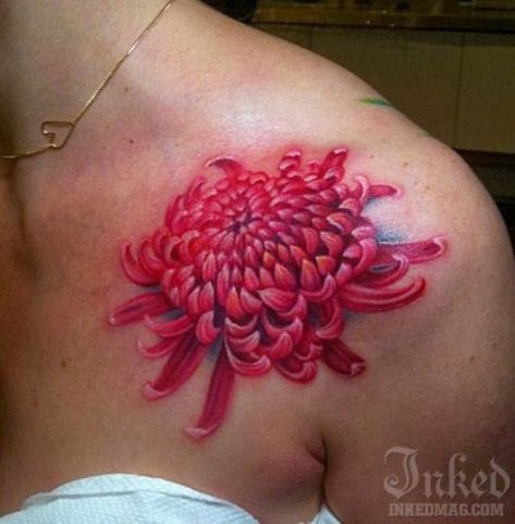 28 Red Chrysanthemum Tattoo Chrysanthemum Flower Tattoo, Red Chrysanthemum, November Flower, Chrysanthemum Tattoo, Birth Flower Tattoos, Chrysanthemum Flower, Tattoo Cover-up, Tattoo Designs And Meanings, Cover Up Tattoos