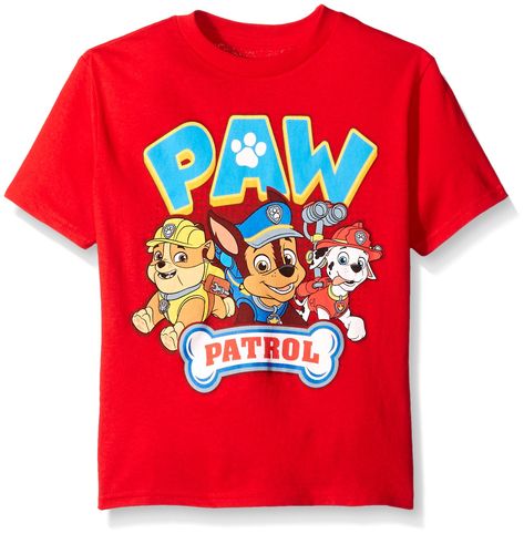 Paw Patrol  Little Boys Short Sleeve TShirt Red Small/4 >>> Check out the image by checking out the link. (This is an affiliate link). #christmasnails Paw Patrol Shirt, Rubble Paw Patrol, Paw Patrol Birthday Party, Paw Patrol Nickelodeon, Dog Pattern, Cartoon Dog, Dog Tshirt, Boys Shirts, Paw Patrol