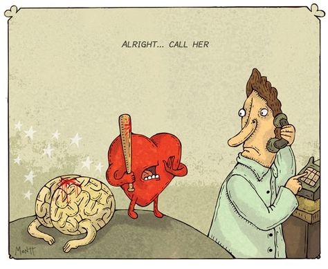 Heart And Brain Comic, Heart Vs Brain, The Awkward Yeti, Hansi Flick, Heart And Brain, Brain And Heart, Humor Grafico, Memes Humor, Komik Internet Fenomenleri