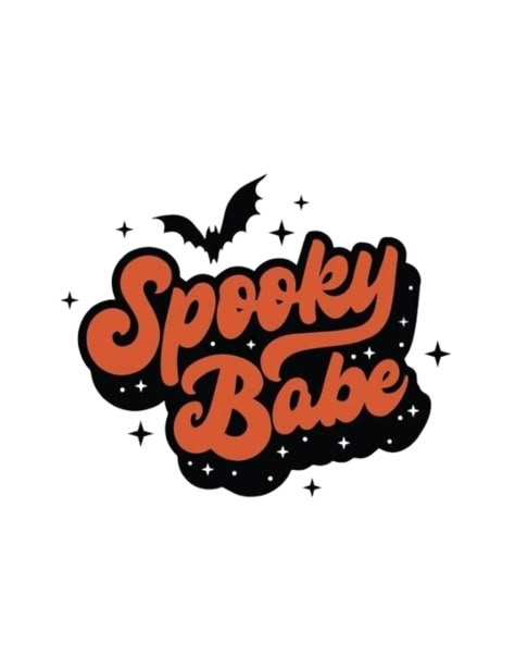 adorable lil halloween vibes! Halloween Design Ideas, Halloween Design Graphic, Spooky Stickers Aesthetic, Spooky Halloween Graphic T-shirt, Halloween Black T-shirt With Text Print, Stay Spooky Svg, Spooky Babe Svg, Halloween Vector Illustration, Halloween Mats