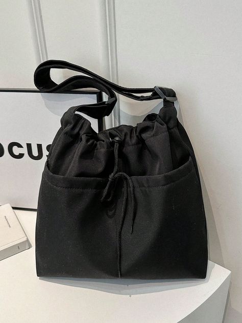 1pc Solid Color Polyester Drawstring Crossbody Bag With Multiple Pockets, Large Capacity, Suitable For Women's Daily UseI discovered amazing products on SHEIN.com, come check them out! Drawstring Crossbody Bag, Amazing Products, Crossbody Bag, Solid Color, Color