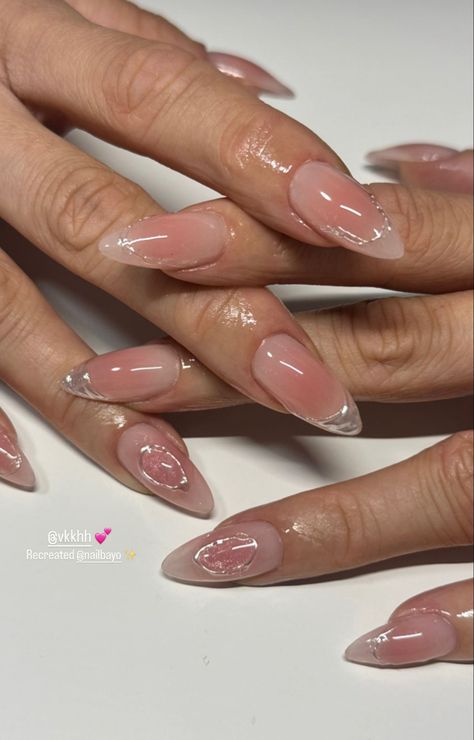 Nails For Singapore, Guest Nails For Wedding, Clear Nail Extensions, Korean Minimalist Nails, Easy Douyin Nails, Blush Pink Wedding Nails, Short Douyin Nail, Simple Korean Nails, Korean Inspired Nails